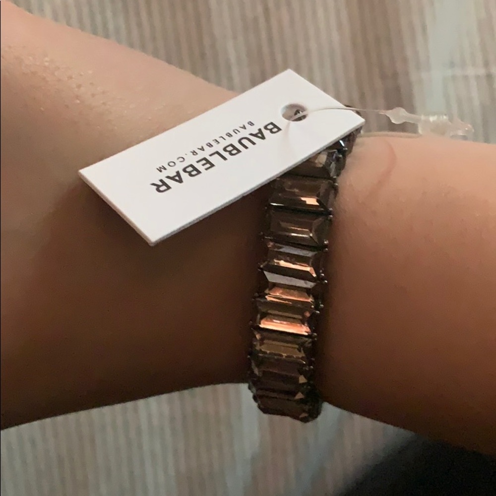 BaubleBar Champagne Gunmetal Crystal Bracelet